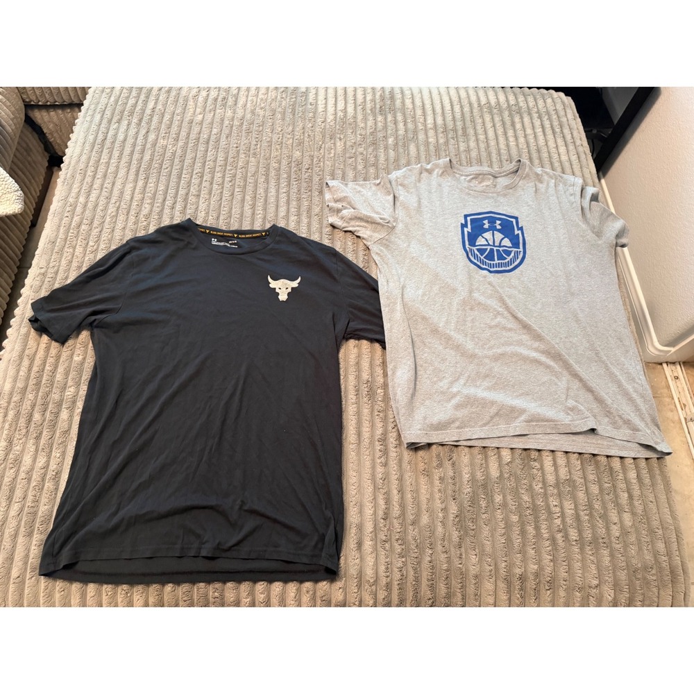 Under Armour Project Rock Snake T-Shirt & Basketball Graphic Tee Lot Mens Large